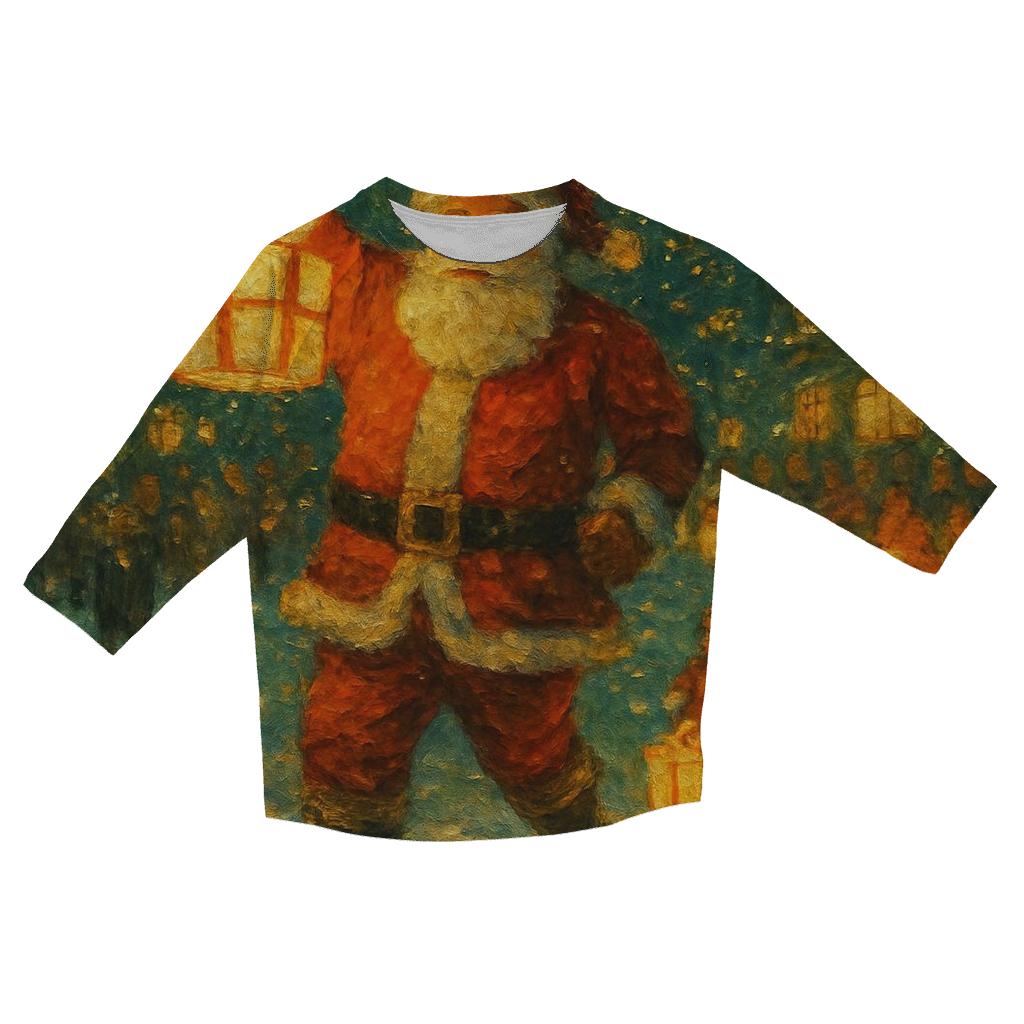 Festival Lantern Santa printed three quarter sleeve shirts