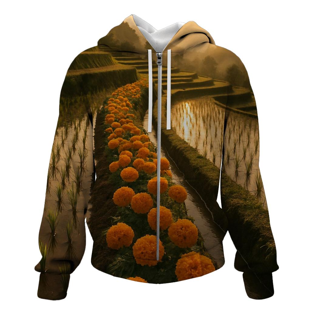 Rice Terrace Marigold Border custom hoodies