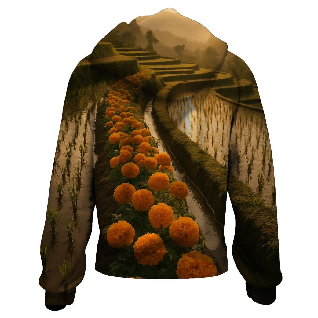 Rice Terrace Marigold Border custom hoodies