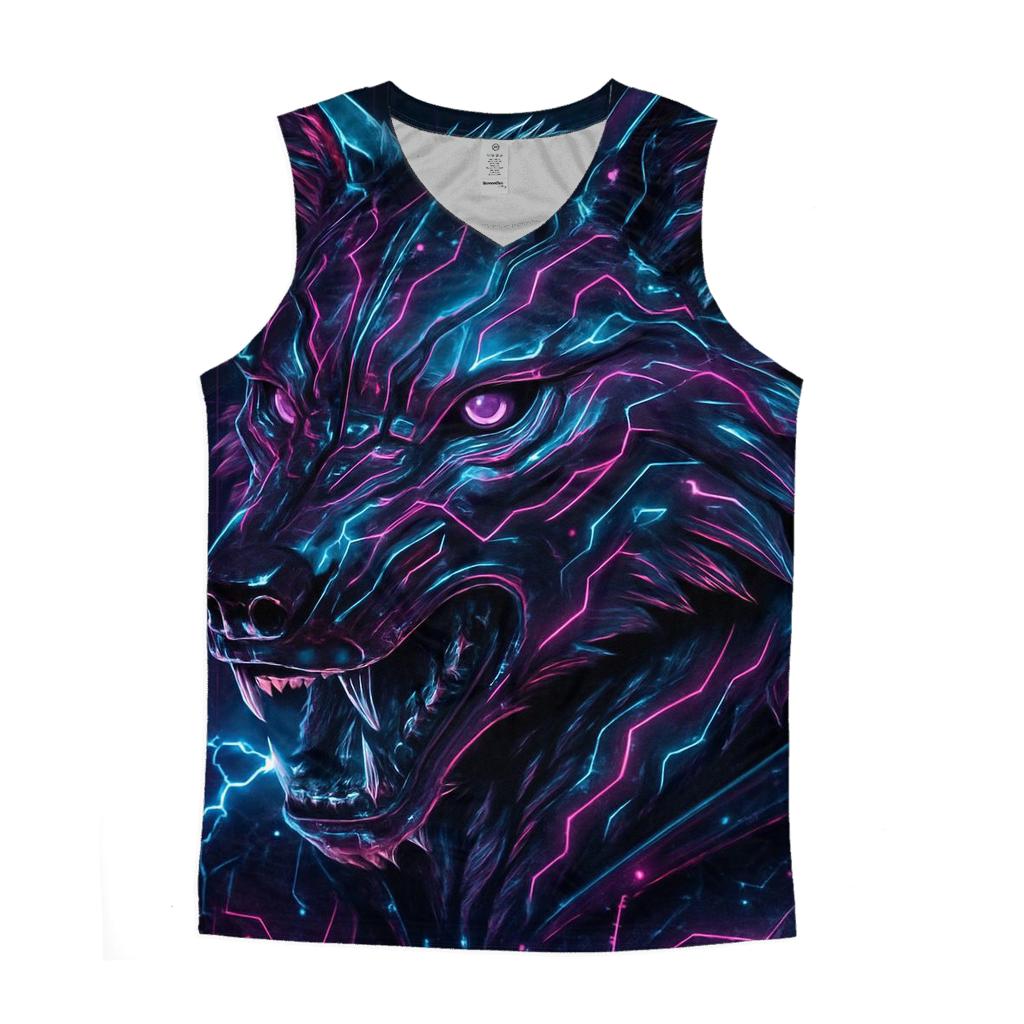 Neon Circuit Wolf custom tank tops