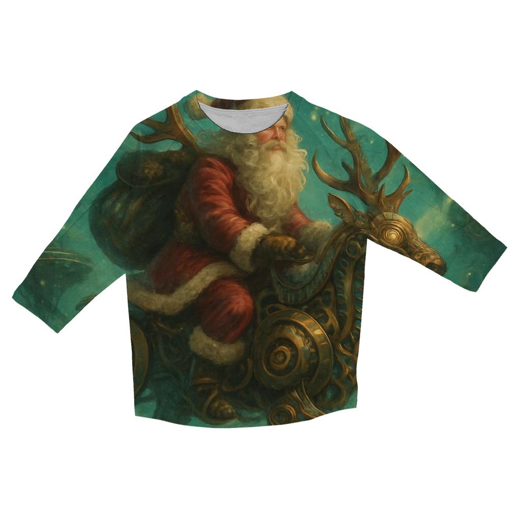 Surreal Clockwork Reindeer Santa fashion 3/4 sleeve shirts