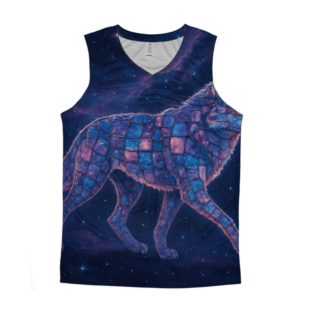 Starlit Mosaic Wolf trendy fitted tank tops