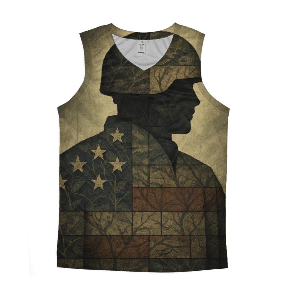Camouflage Flag Fusion cotton sleeveless tops