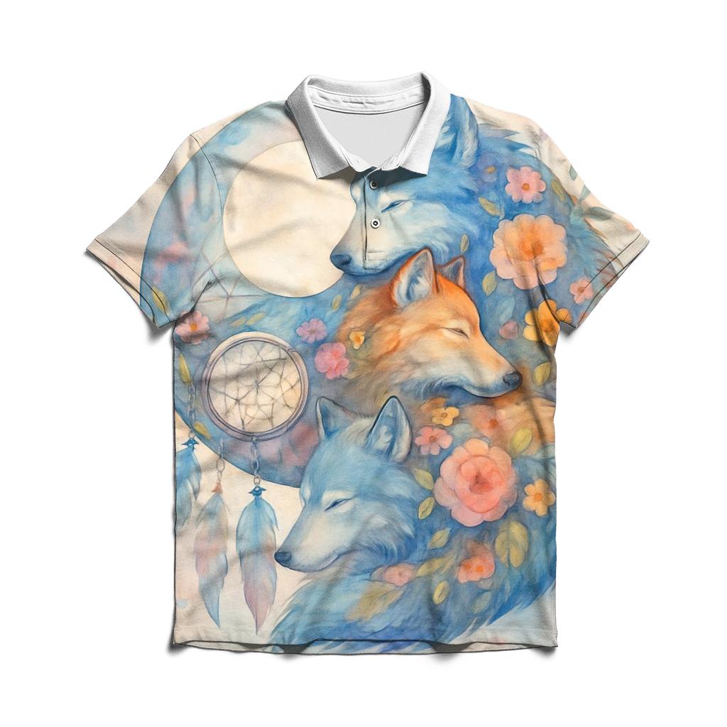 Lunar Dreamcatcher Wolf personalized polo shirts