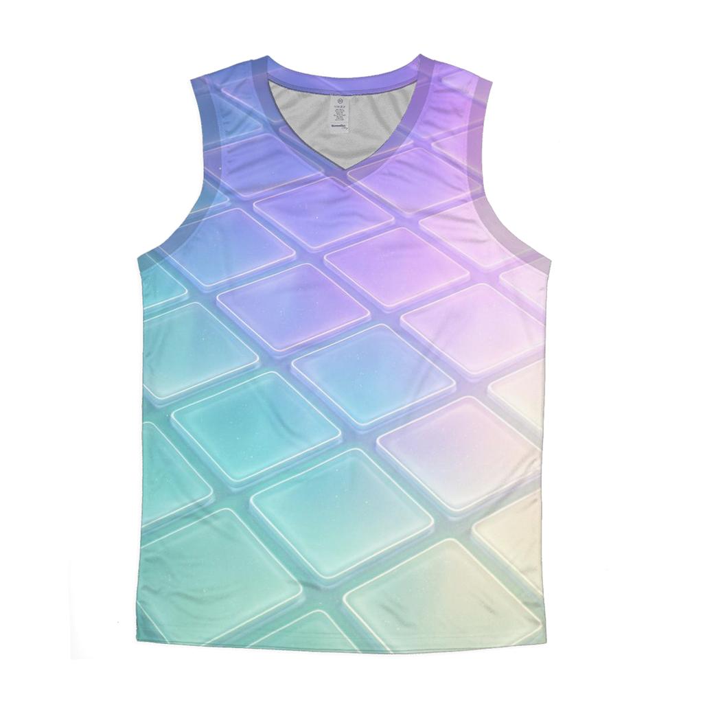 Iridescent Grid Meadow sports performance tank tops