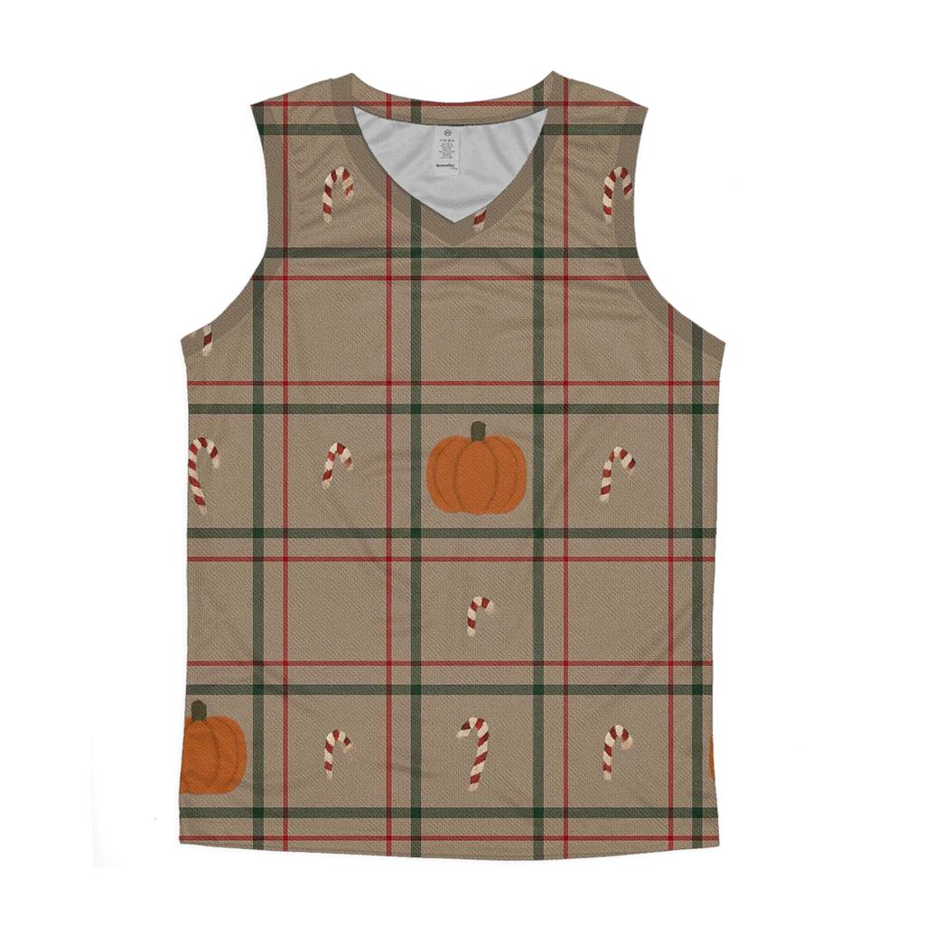 Gingham Pumpkin Plaid cotton sleeveless tops