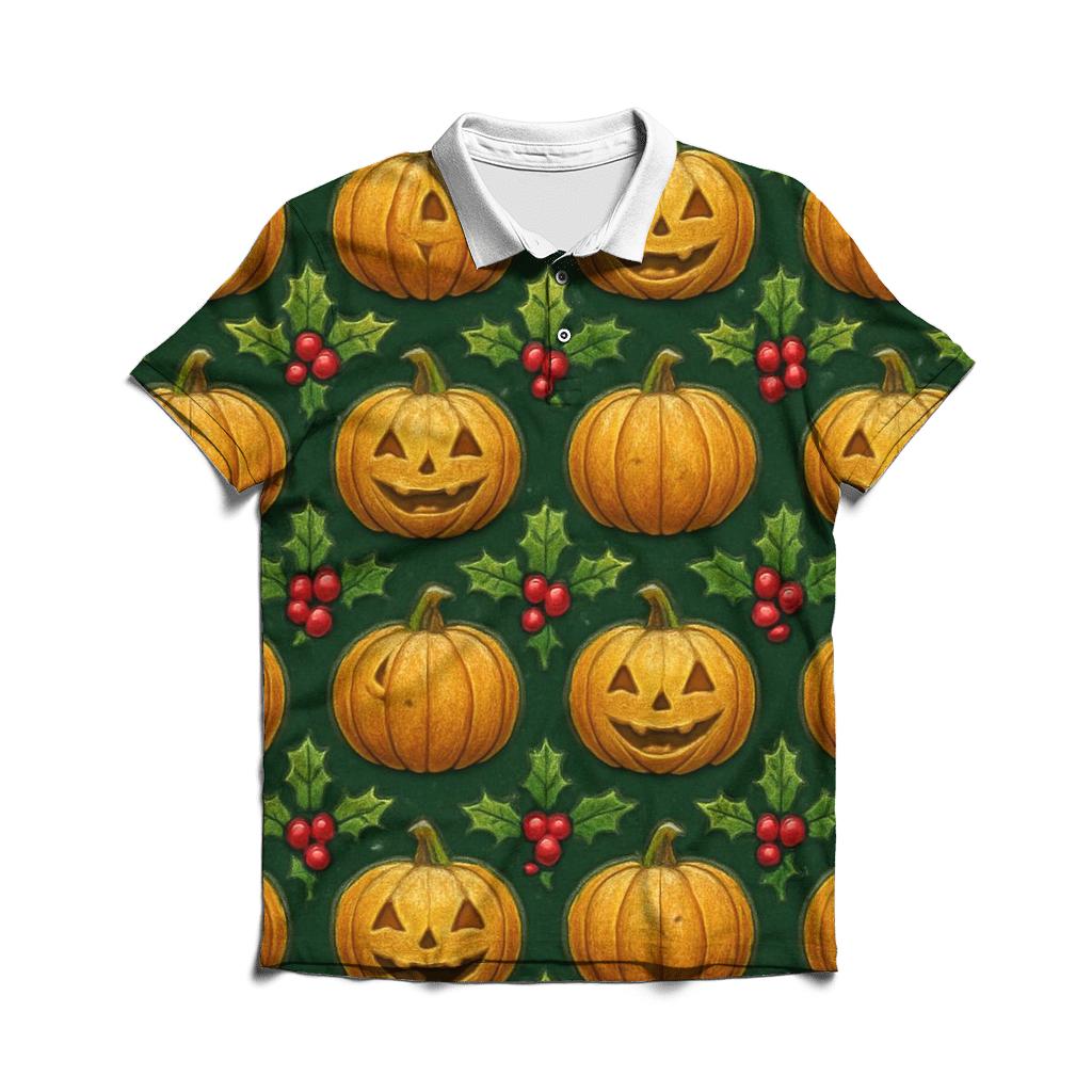 Holly Pumpkin Chevron Band casual sports polo shirts
