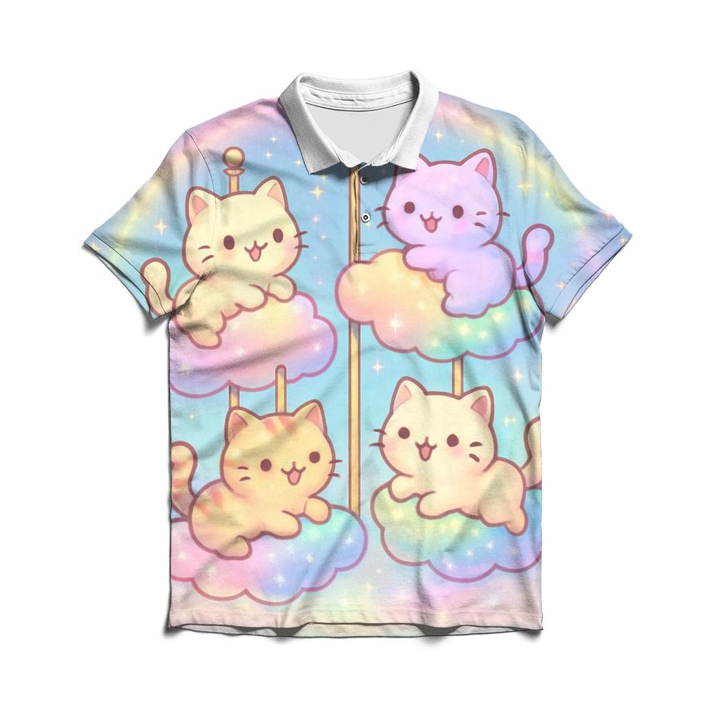 Carousel Cloud Kittens embroidered polo tops
