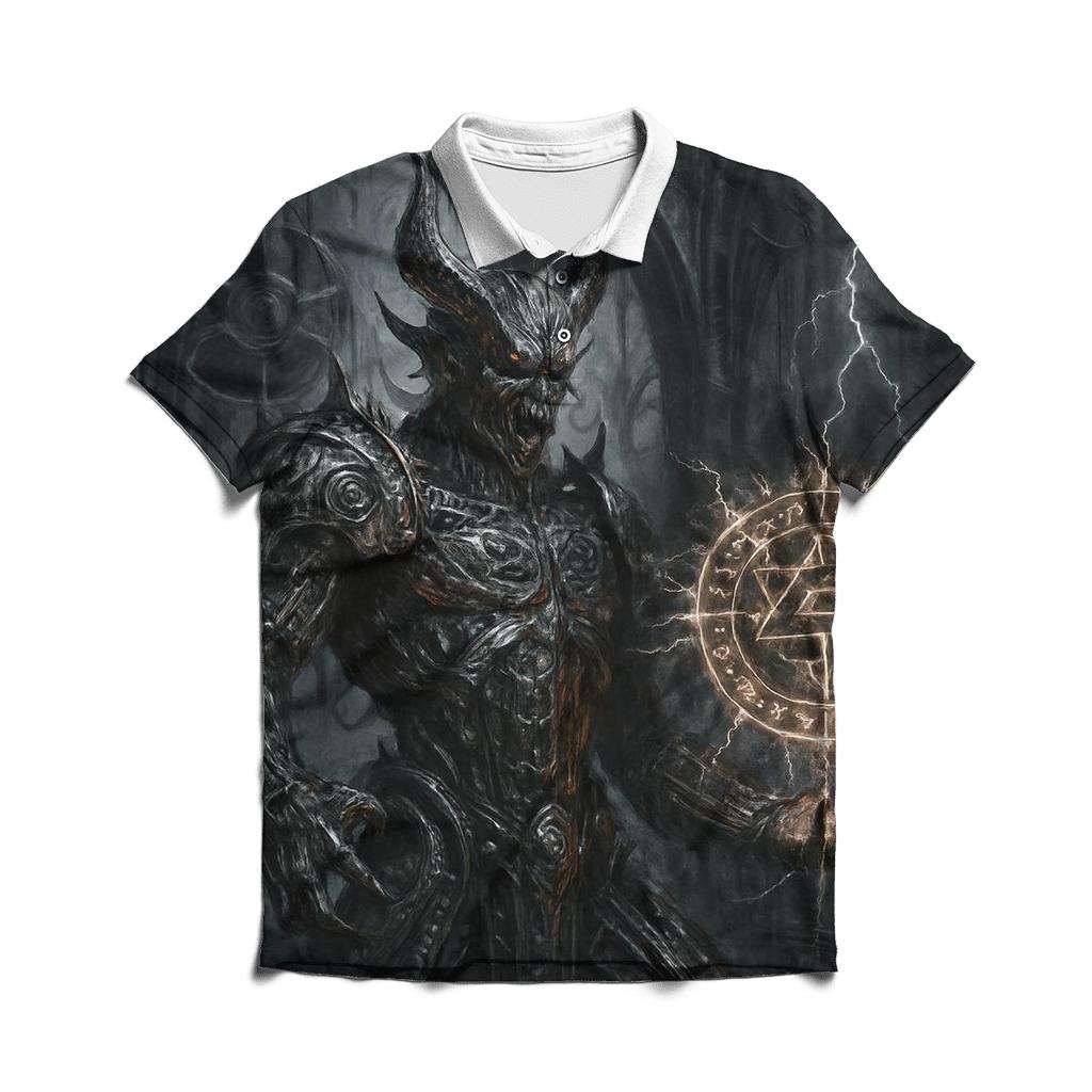 Circuit Of The Occult Engine embroidered polo tops