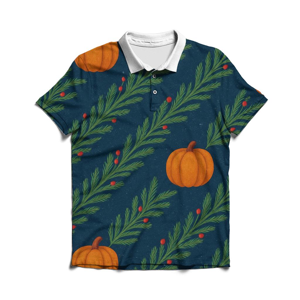 Bough And Pumpkin Alternating Chevron classic pique polos