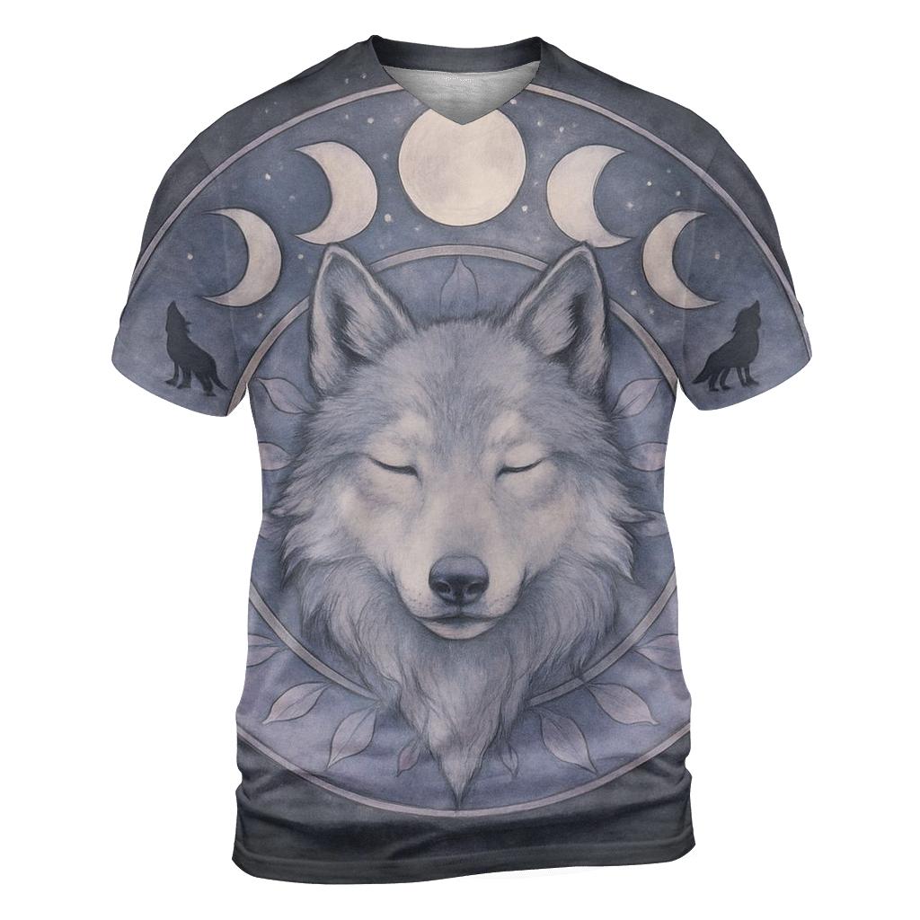 Spectral Mandala Wolf creative print fashion shirts