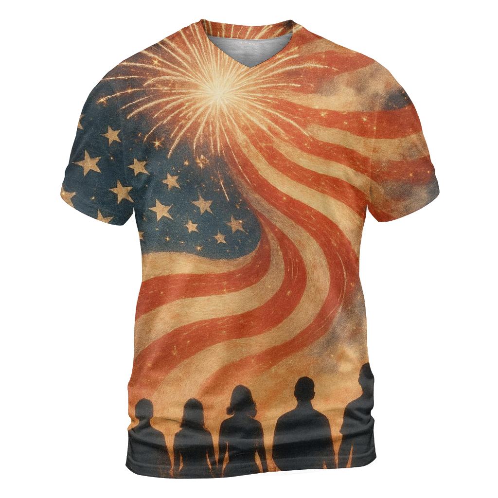 Firework Cascade statement graphic shirts