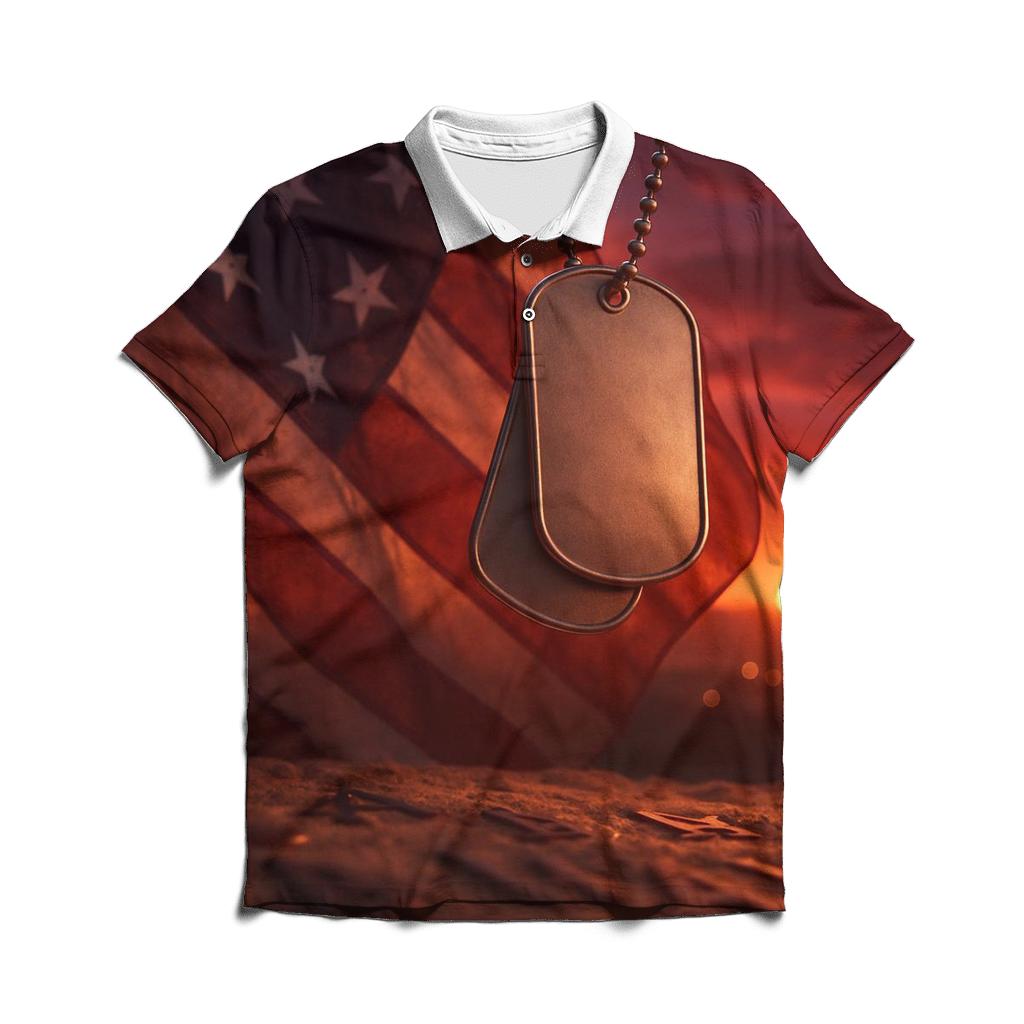 Dog Tags At Sundown embroidered polo tops