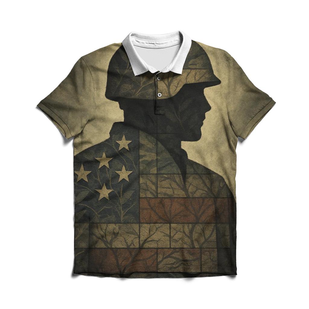 Camouflage Flag Fusion stylish collar polo tees