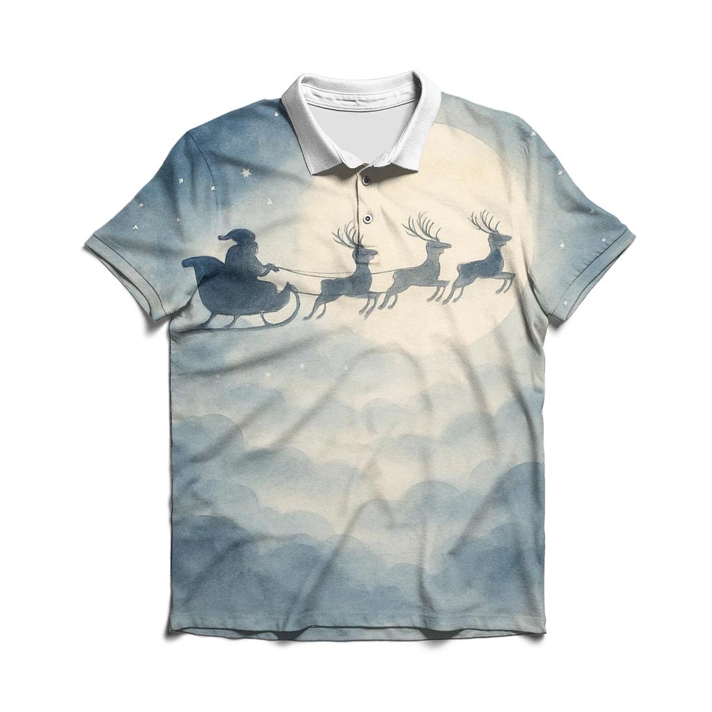 Midnight Sleigh Silhouette embroidered polo tops