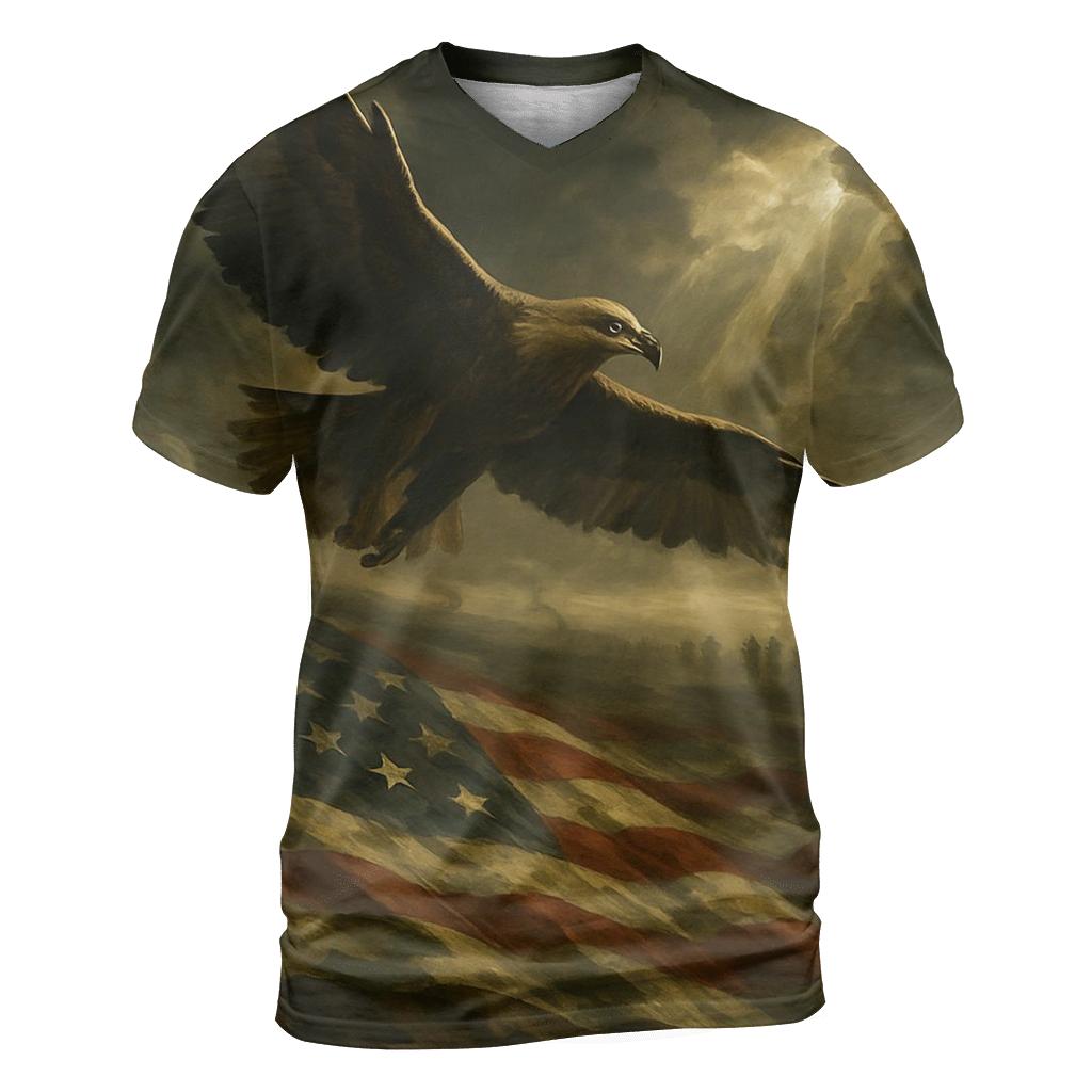 Eagle Over Valor Field artistic all-over print tops
