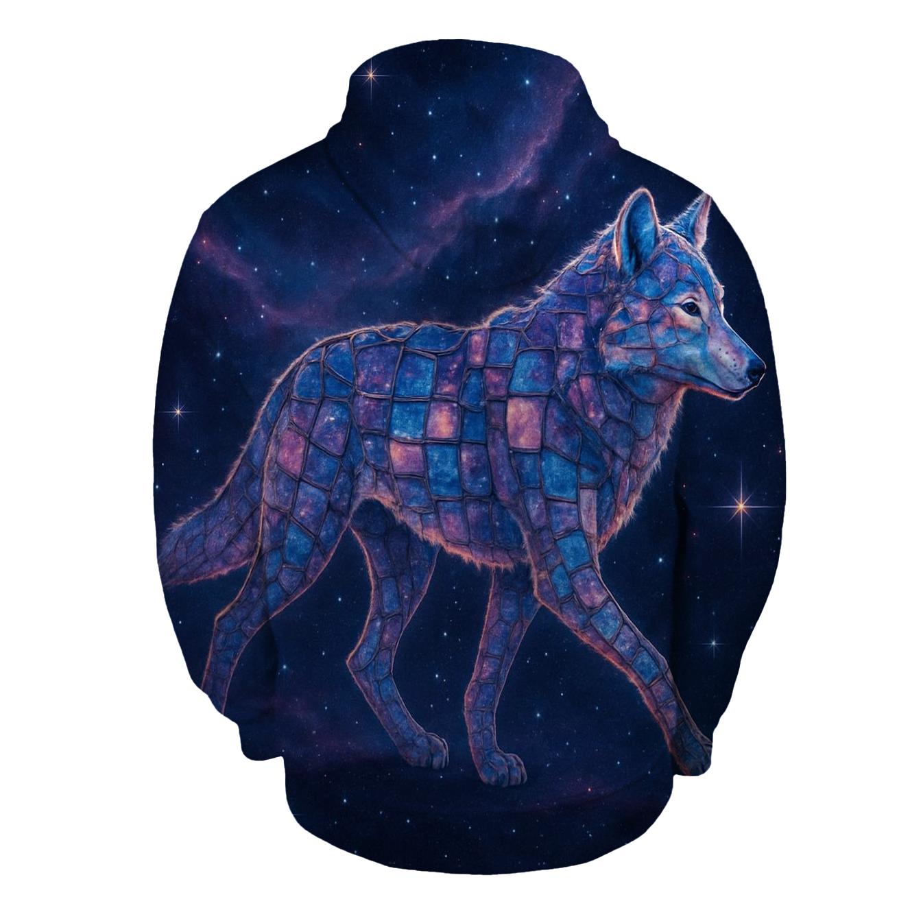 Starlit Mosaic Wolf custom hoodies