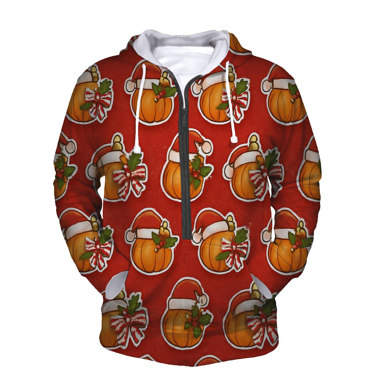 Santa Pumpkin Ornament Grid zip-up hoodies