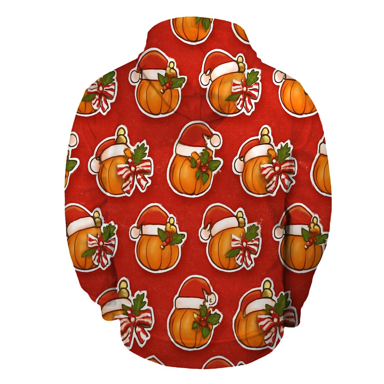 Santa Pumpkin Ornament Grid zip-up hoodies