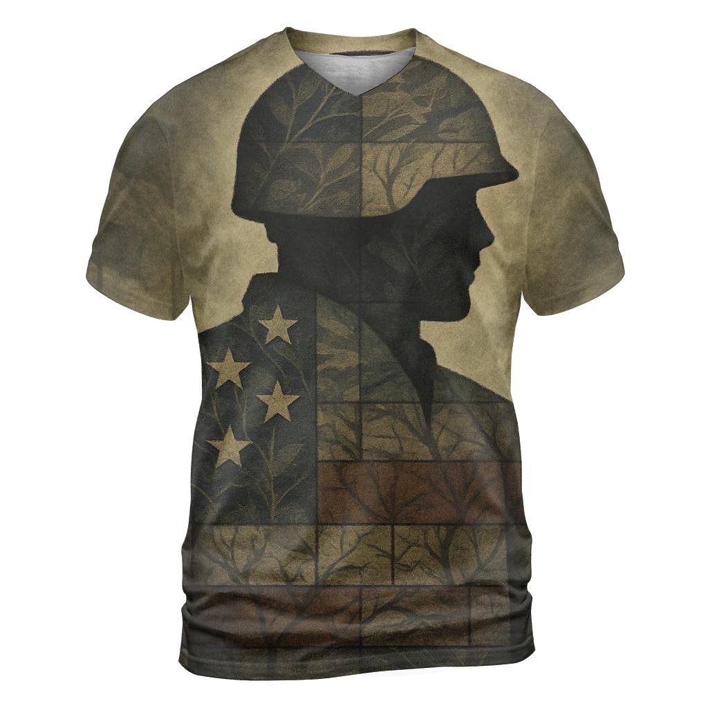 Camouflage Flag Fusion vibrant all-over design tees