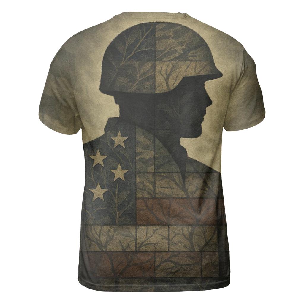 Camouflage Flag Fusion vibrant all-over design tees