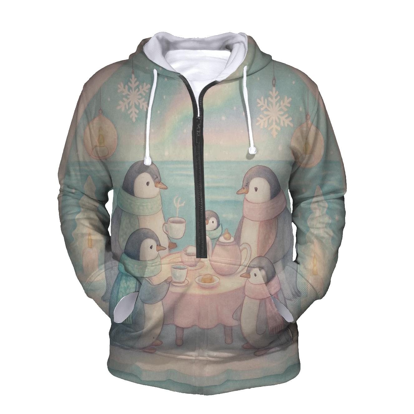 Penguin Evening Tea Party embroidered hoodies