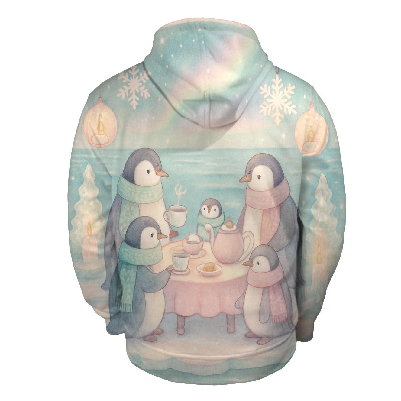 Penguin Evening Tea Party embroidered hoodies