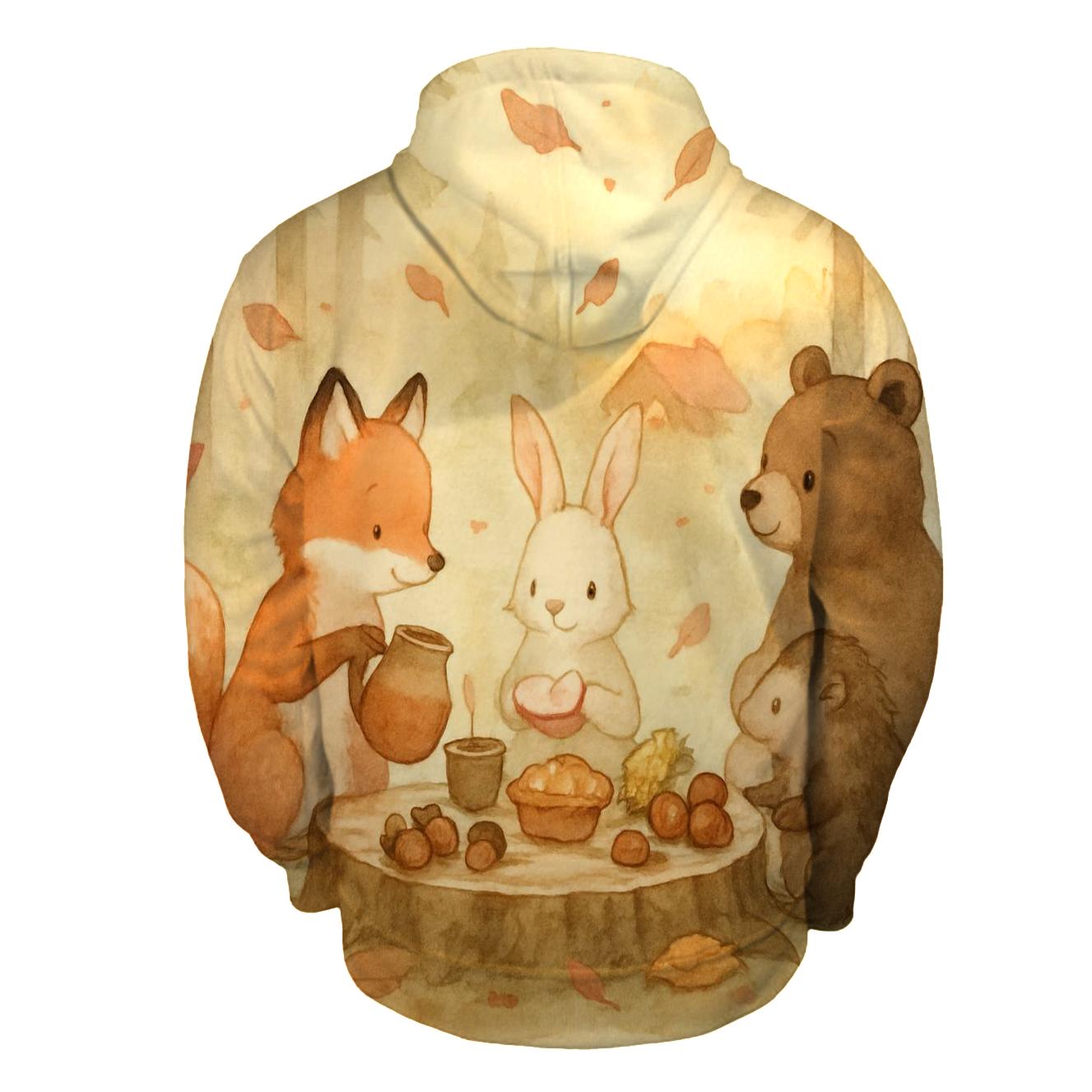 Woodland Feast Circle lightweight hoodies
