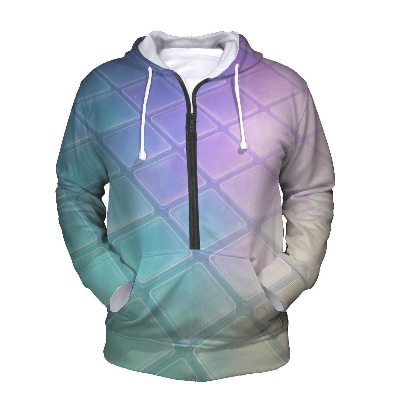 Iridescent Grid Meadow lightweight hoodies