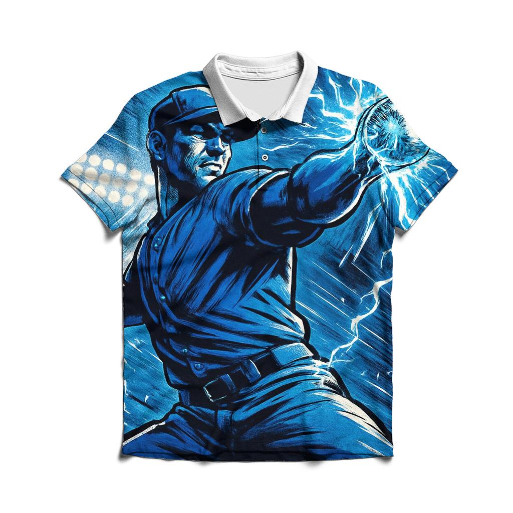 Pitcher Lightning Motion embroidered polo tops