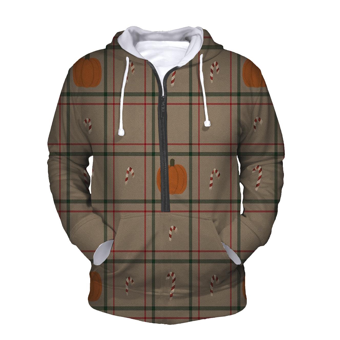 Gingham Pumpkin Plaid embroidered hoodies
