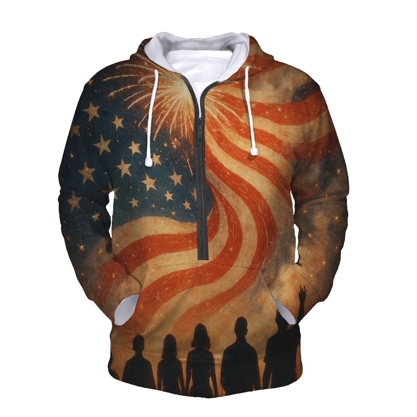 Firework Cascade embroidered hoodies