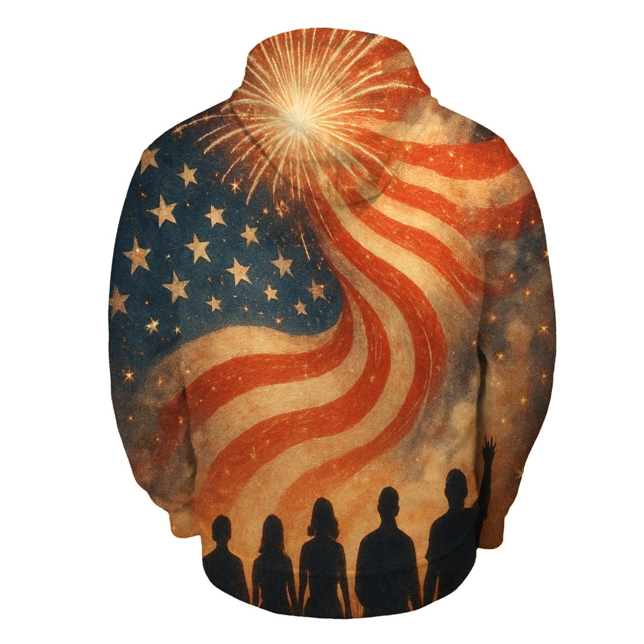 Firework Cascade embroidered hoodies