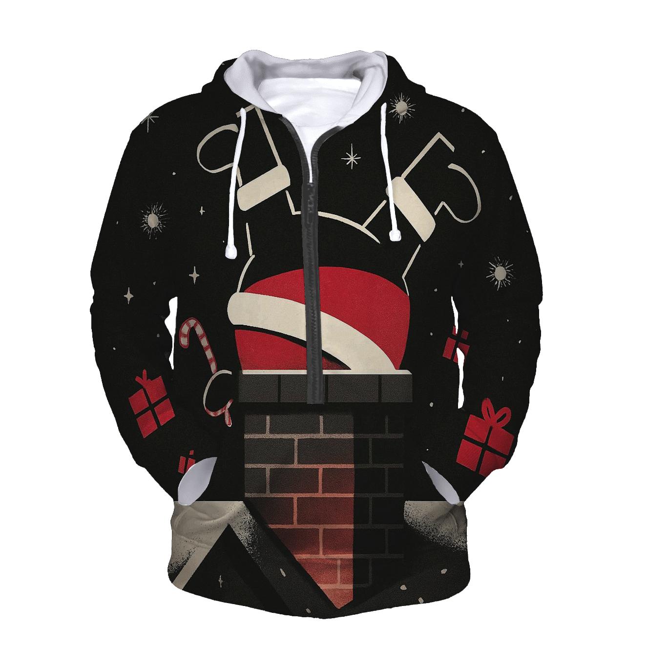 Santa Stuck In Chimney Remix embroidered hoodies