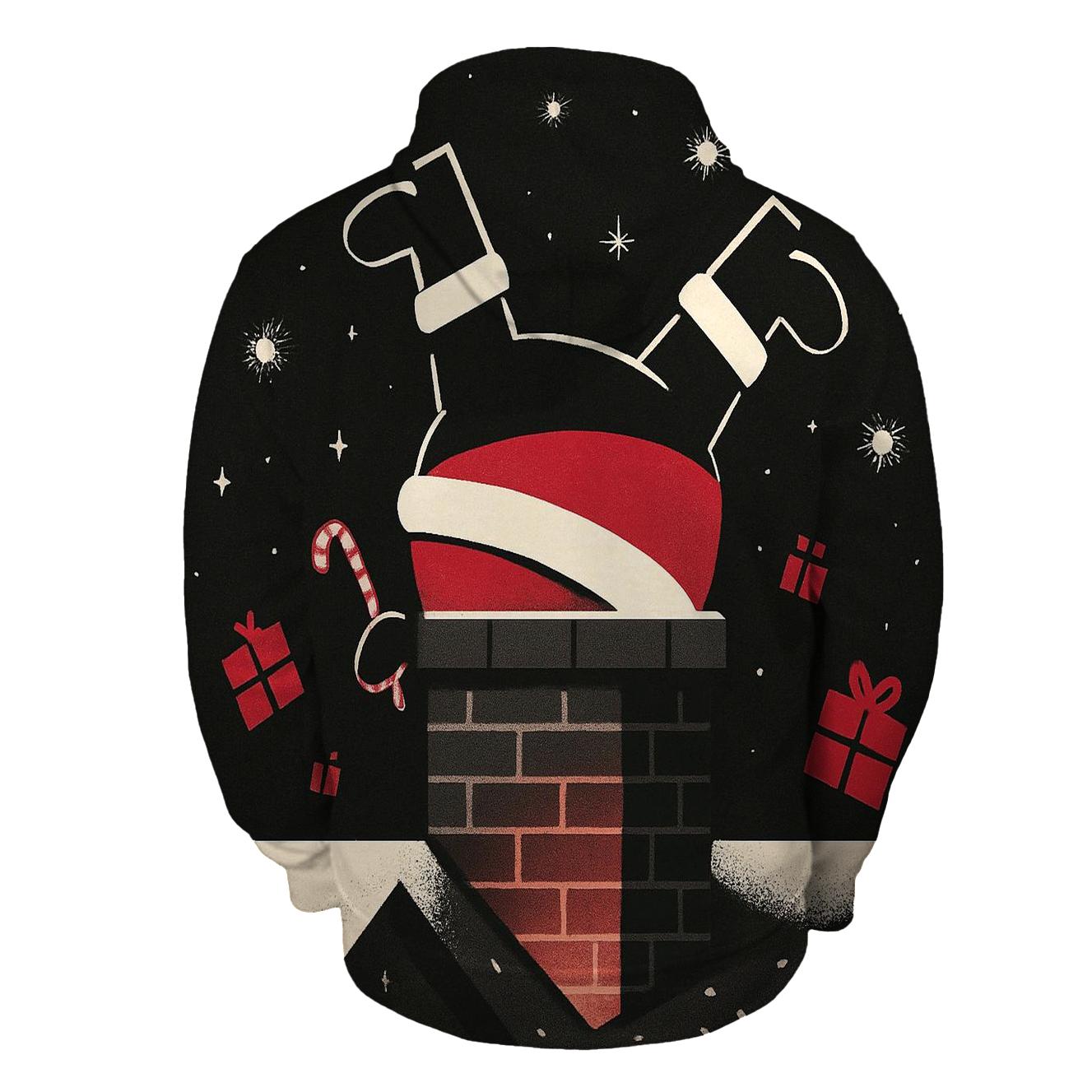 Santa Stuck In Chimney Remix embroidered hoodies