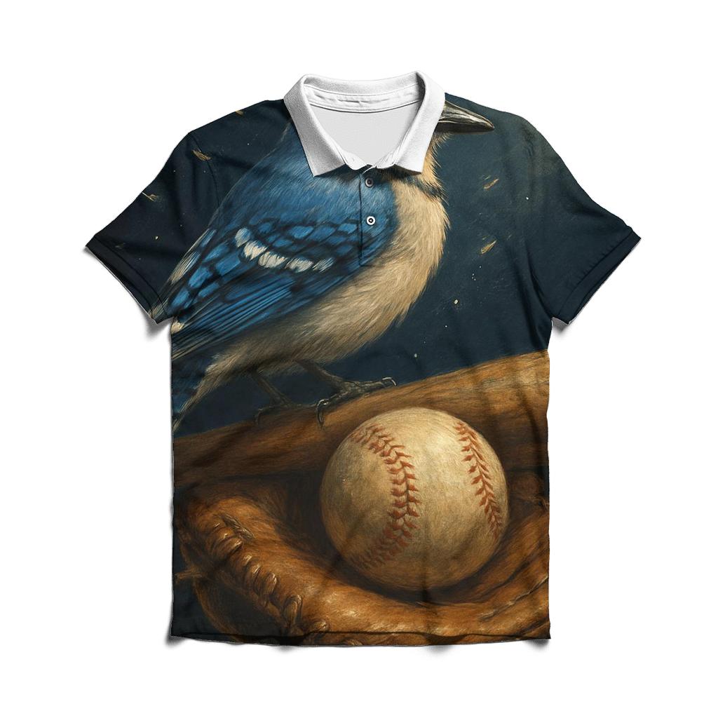 Blue Jays Feathered Glove Close Up premium cotton polo shirts