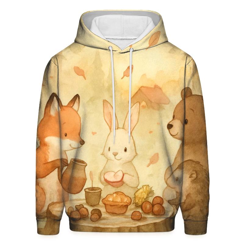 Woodland Feast Circle embroidered hoodies