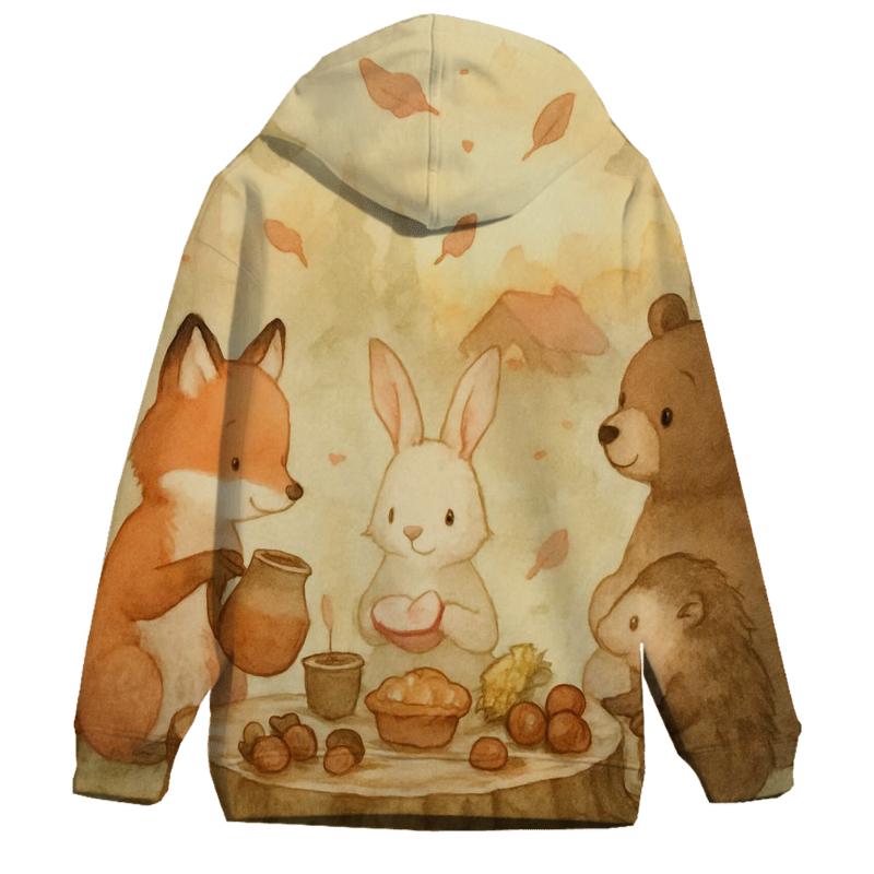 Woodland Feast Circle embroidered hoodies