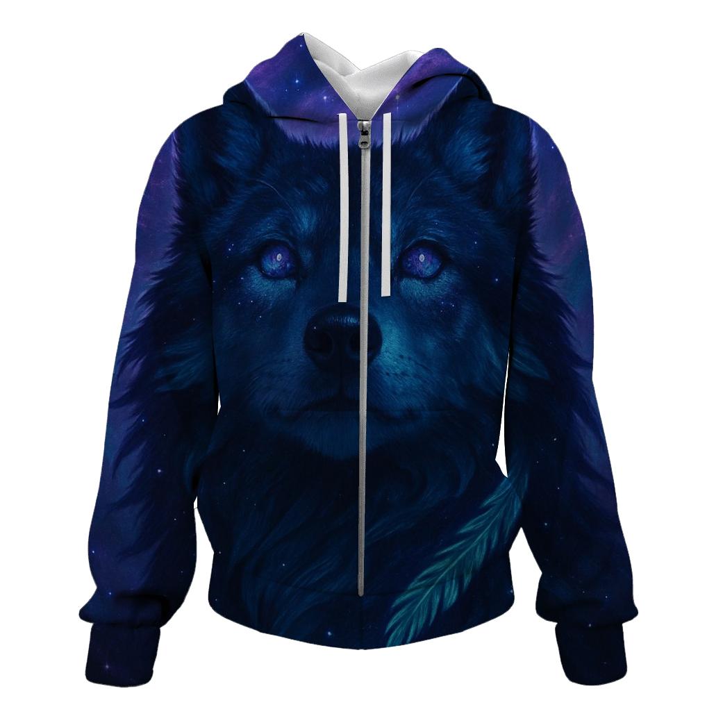 Nebula Sentinel Wolf pullover hoodies