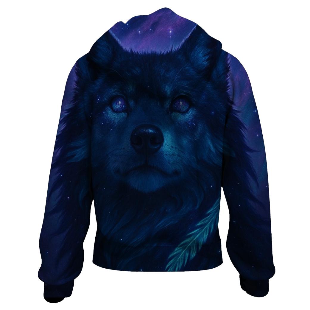 Nebula Sentinel Wolf pullover hoodies