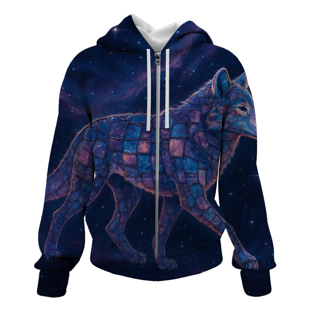 Starlit Mosaic Wolf zip-up hoodies