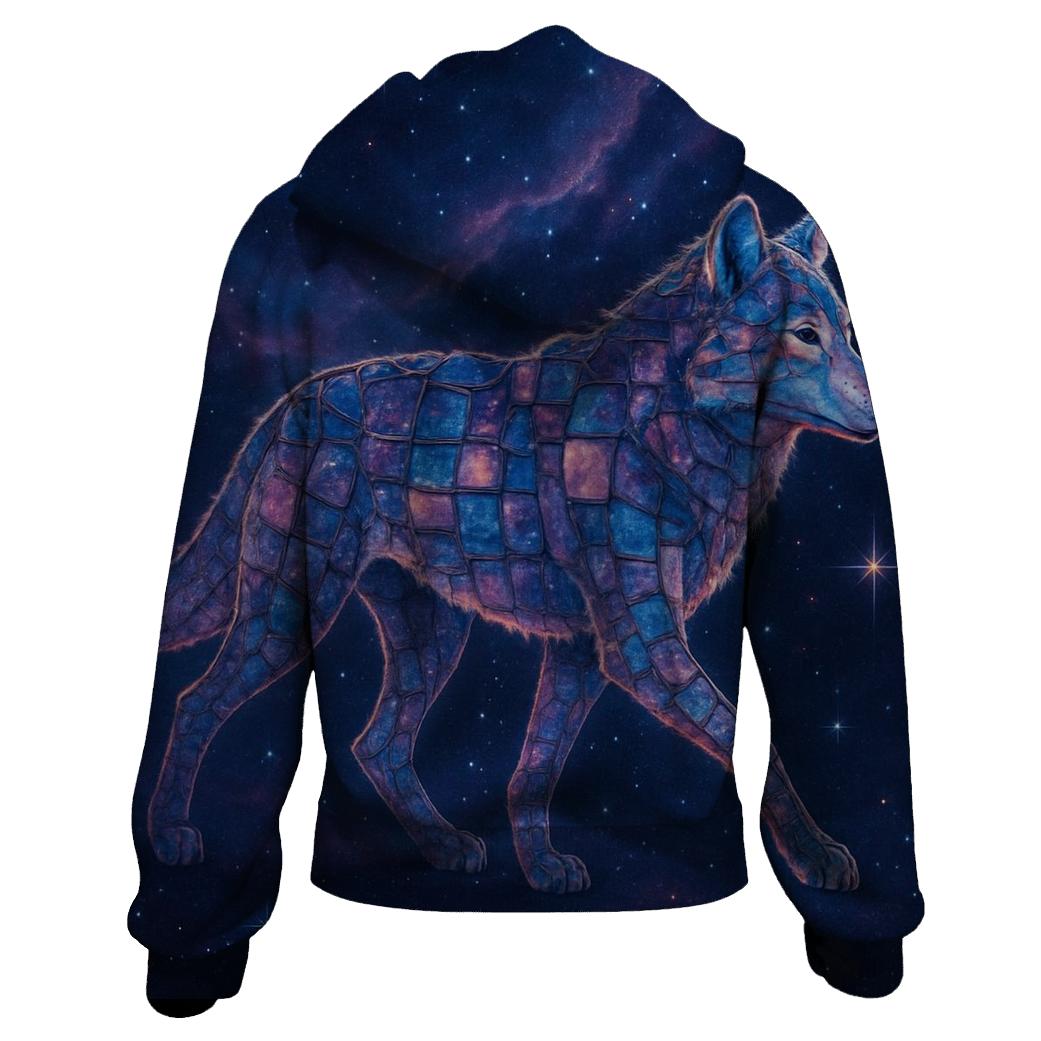 Starlit Mosaic Wolf zip-up hoodies
