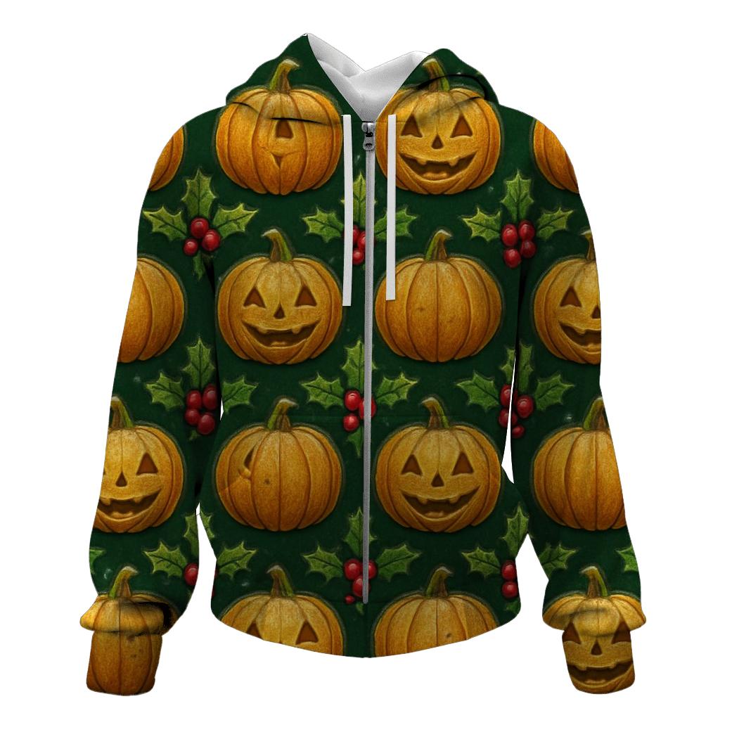 Holly Pumpkin Chevron Band printed hoodies