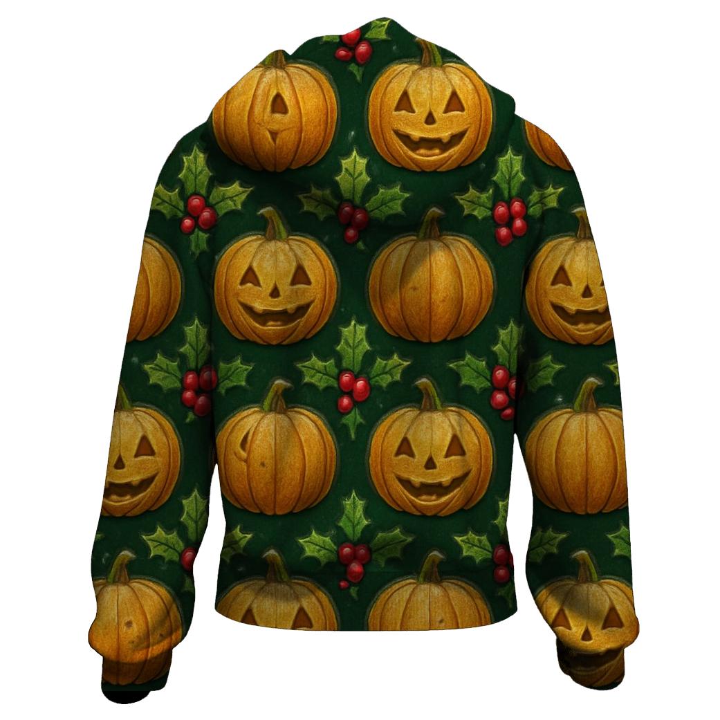 Holly Pumpkin Chevron Band printed hoodies