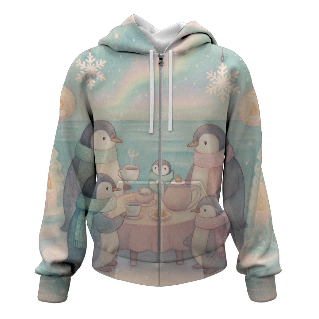 Penguin Evening Tea Party graphic hoodies
