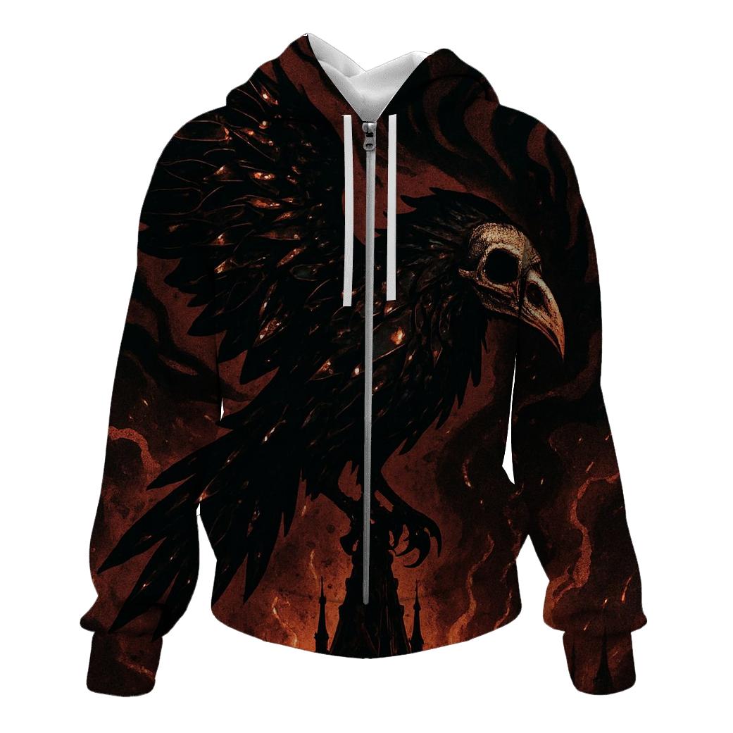 Raven Of The Hollow Eclipse embroidered hoodies