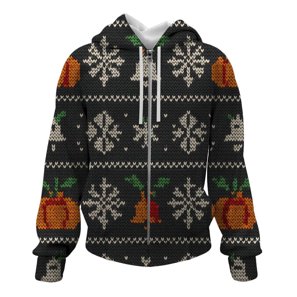 Nordic Pumpkin Fair Isle Row embroidered hoodies