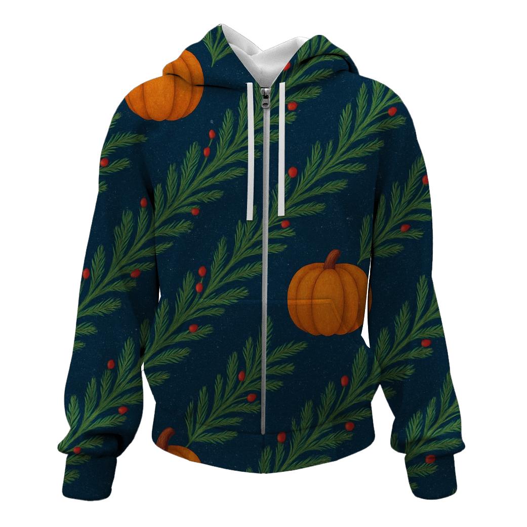 Bough And Pumpkin Alternating Chevron printed hoodies