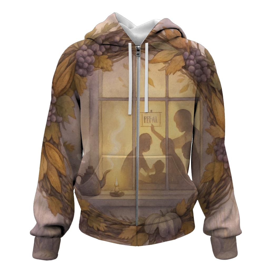 Gratitude Wreath Window printed hoodies