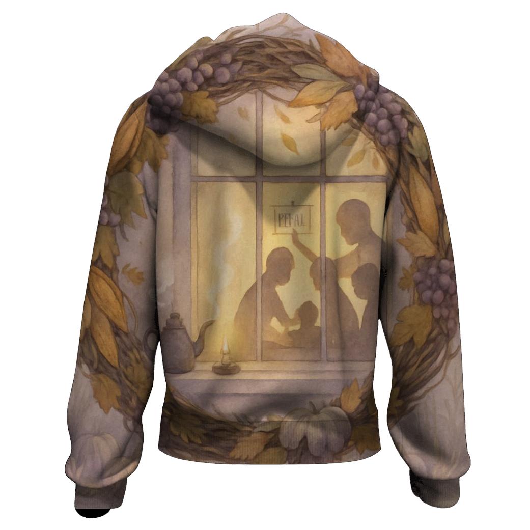 Gratitude Wreath Window printed hoodies